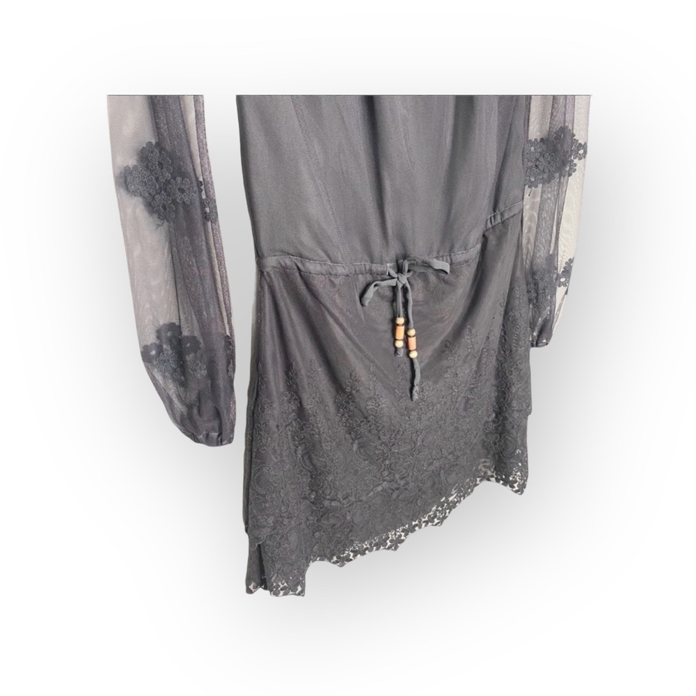 new Chaser ✶ Vintage Inspired Mesh + Lace Off Shouder Mini Dress ✶ Black XS ✶ - Picture 7 of 16